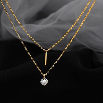 925 Sterling Silber Doppelschicht Wassertropfen Halskette für Frauen Schlüsselbein Kette Luxuriöser romantischer Schmuck