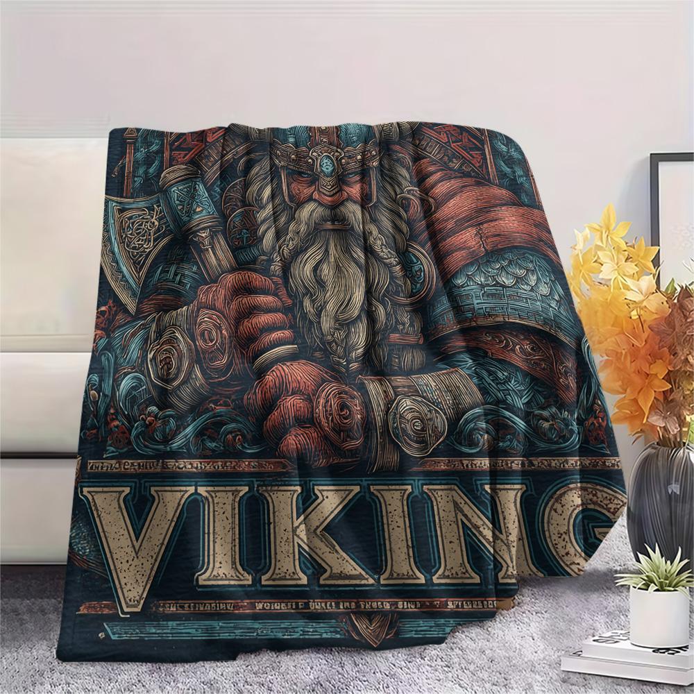 Viking Warrior  Print Flannel Blanket, High quality Comfortable for All Seasons, Home Decor, Warmth and Comfort
