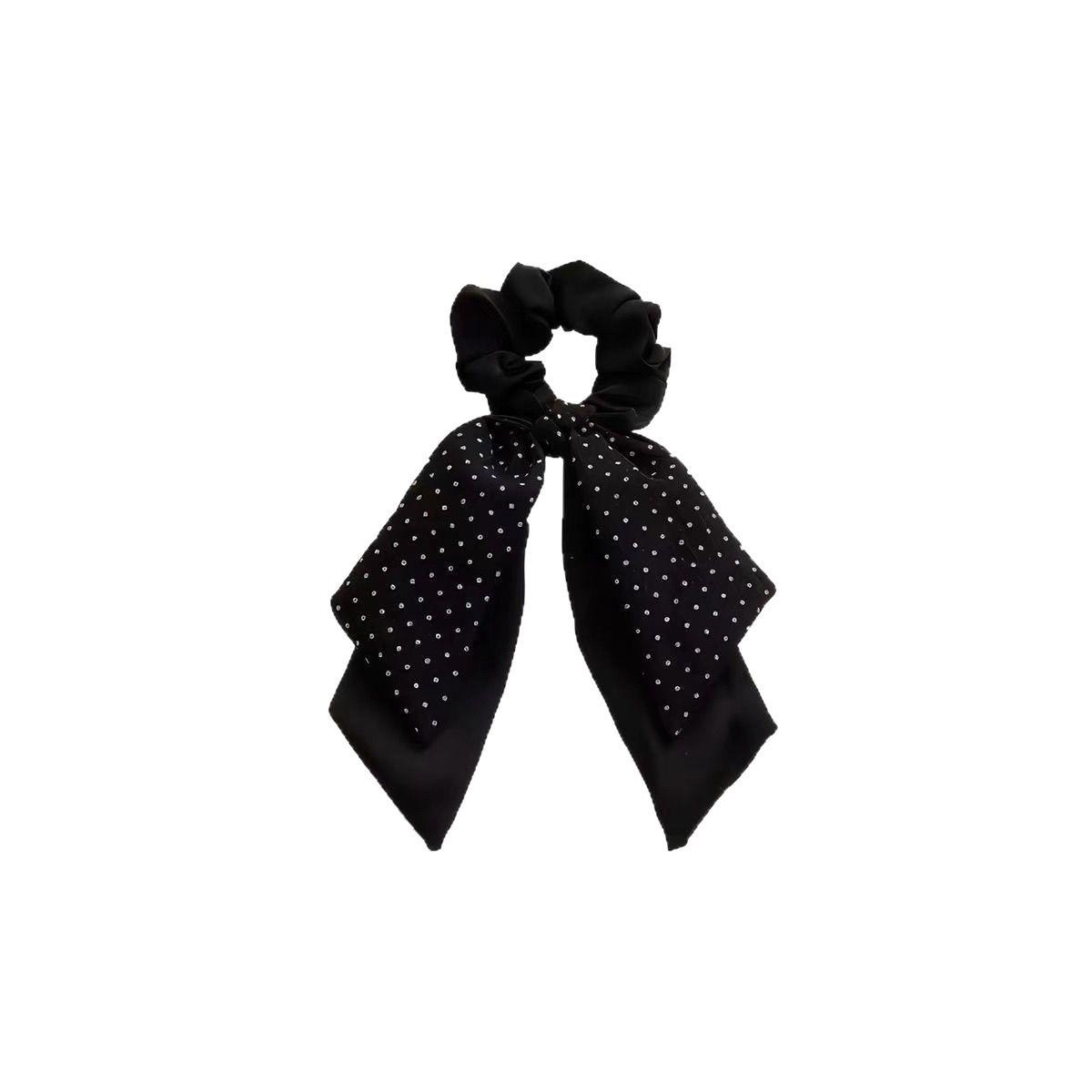 Polka Dot Satin Hair Scarf Scrunchie – Elegant Bow Hair Tie for Women, Fashion Ponytail Holder Hair Accessory