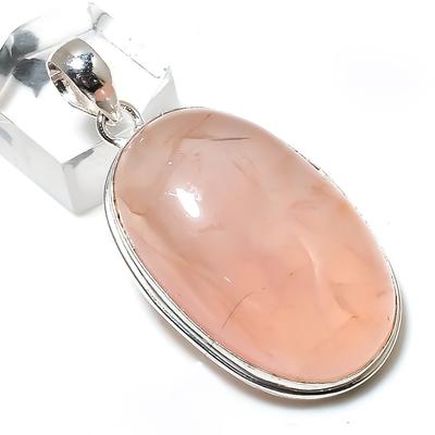 Rosenquarz Edelstein Handgefertigt 925 Sterlingsilber Schmuck Anhänger 2.01" O3N34