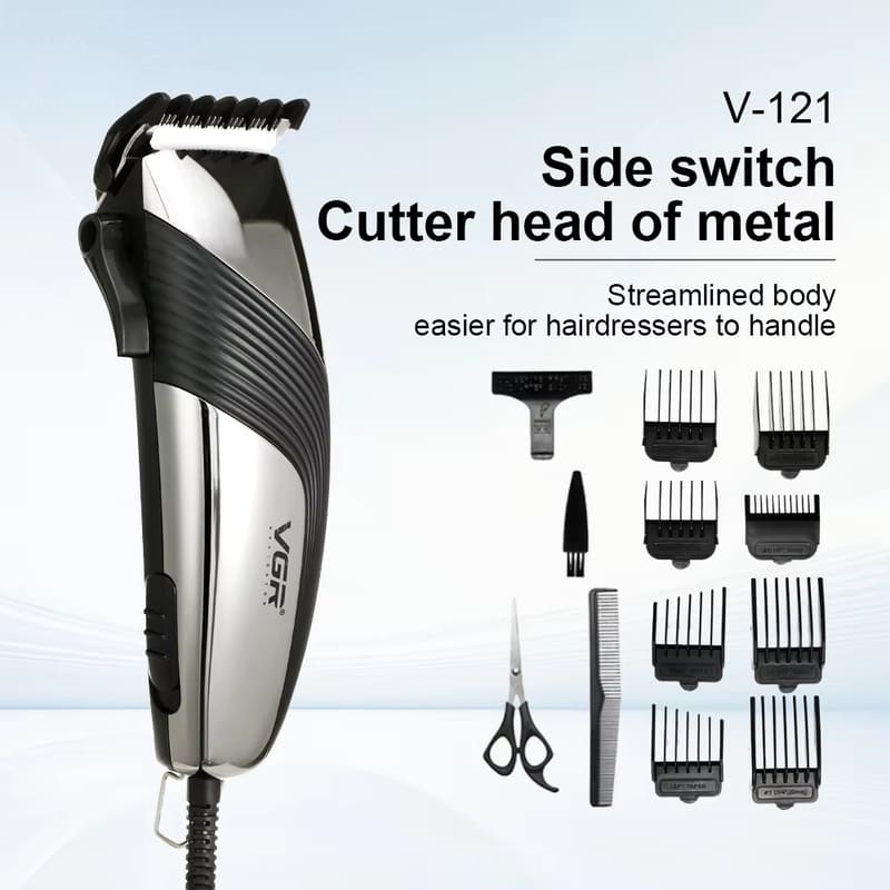 VGR 121 Hair Trimmer Adjustable Hair Cutting Machine Professional Oil Head Clipper Electric Haircut Machine Wired Trimmer Clipper Carved Home Clippers