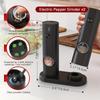 Electric Salt and Pepper Grinder Set, Adjustable Thickness, Electronic Spice Grinder with Decorative Base and LED Light