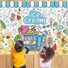 Paper Table Cloth For Coloring, Creative Children's Activities,Summer Party Children's Ice Cream Painting Coloring Poster, Excluding Paintbrushes,