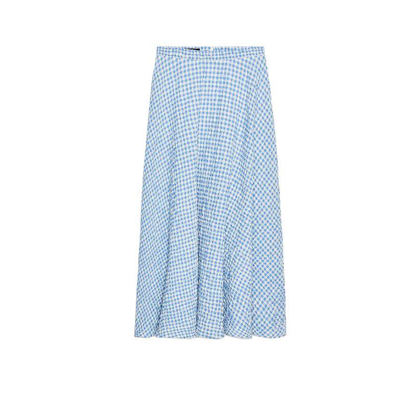 Bows Series Elegance Sleeveless V Neck Tops 8741094 Small Plaid Midi Skirt Cape Skirt 8741804