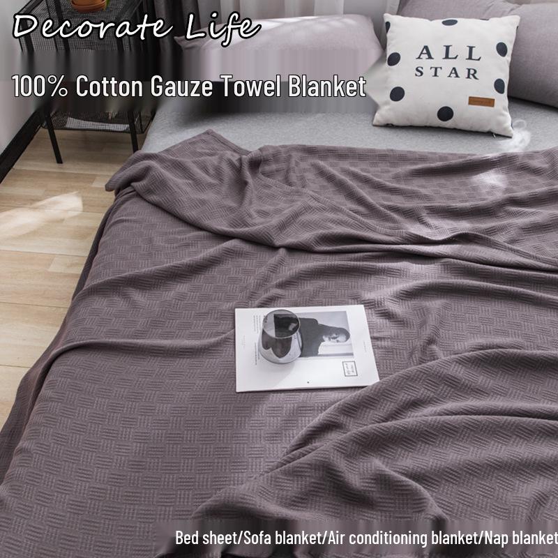 

2025 Pure Cotton Solid Color Thickened Gauze Blanket - Ideal for Sofa, Air Conditioning, or Napping 100x150 cm темно-жовтий колір
