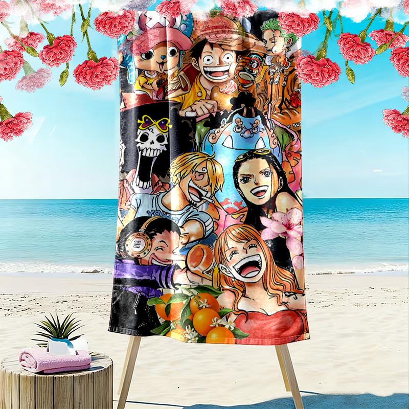 Anime Pirate Adventure Print Beach Towel, Large Soft Quick Dry Towel for Beach Camping Swimming