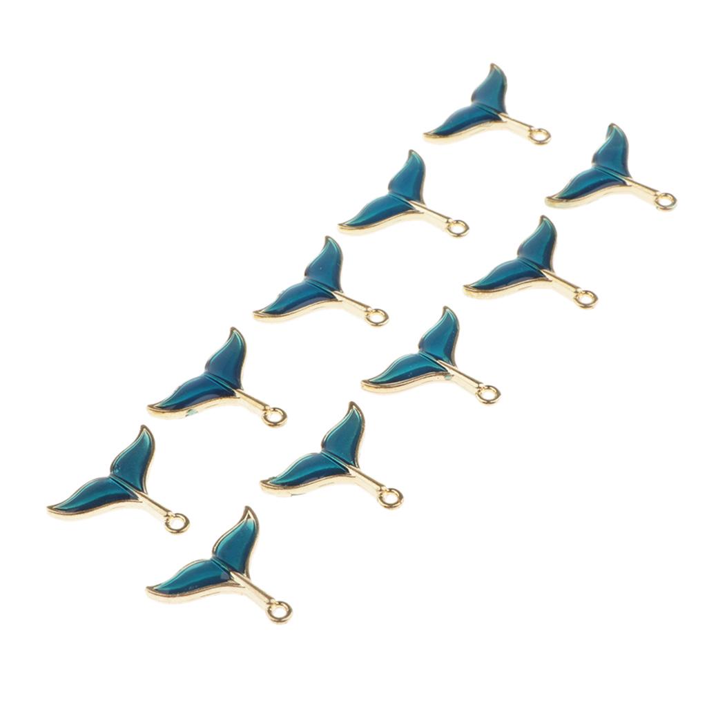 10x Enamel Tail Charms Pendants DIY Bracelet Necklace Crafts Silver Plated