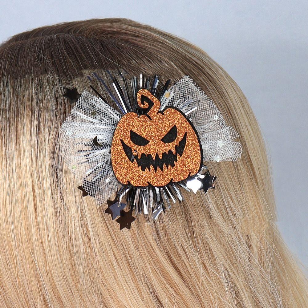 

Bats Halloween Hair Clip Mesh Spider Headwear Mini Pumpkin Hairpin Party
