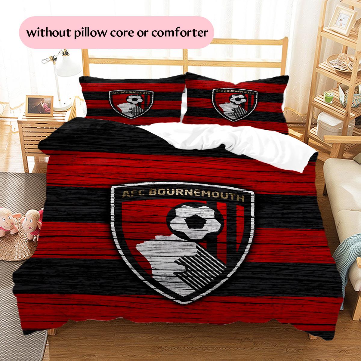 AFC Bournemouth Pattern Bedding Quilt Set Home Decoration Gift (1 * duvet cover + 2 * pillowcase without core) 135x200cm