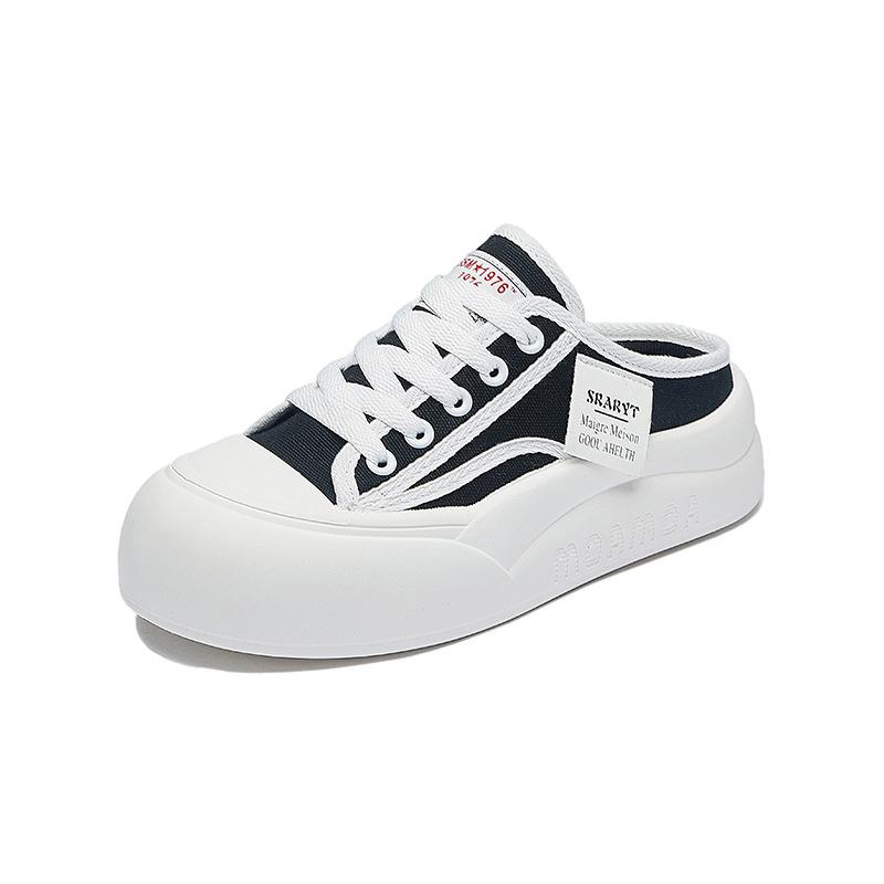 Summer Half-support Canvas Shoes New Style for Female Students with Thick Sole Height Enhancement Breathable Casual Street Photography