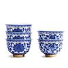 Blue White Porcelain Tea Cup - Vintage Ceramic Master Cup with Gold Trim, Chinese Kungfu Tea Set, Small Tea Bowl