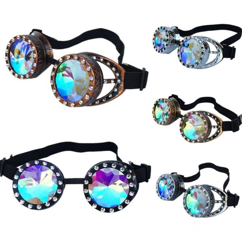 Kaleidoscope Goggles Steampunk Goggles Glasses Halloween Cosplay Party Costume Accessory Psychedelic Raves Goggles