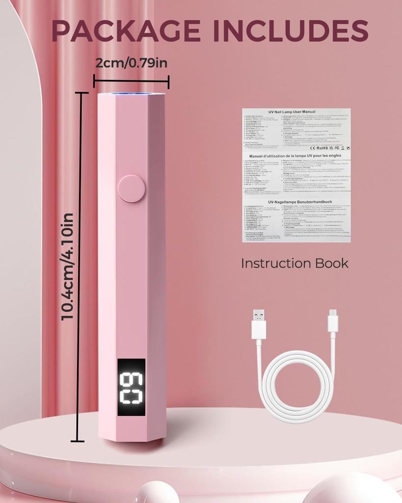 Uv Nail Light Handheld Uv Light For Nails 3W Portable Led Lamp With 2 Timer Settings 20/60S For Gel Polish Home Diy Salon Women(