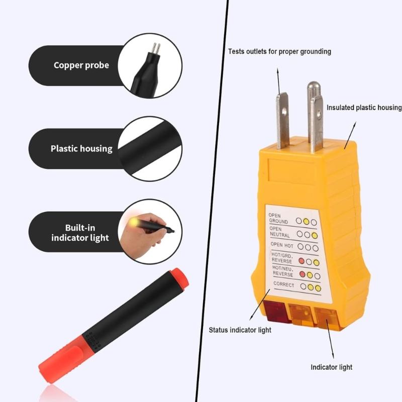 High Accuracy Ground Continuity Tester Conductivity Test Pen For Outlets Mats Wristbands And Blankets