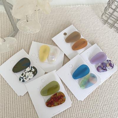 2 PEZZI/lotto Mollette per capelli coreane in acetato Donne Eleganti Barrettes per capelli con motivo marmorizzato Accessori per capelli per ragazze Fermaglio per capelli Clip a becco d'anatra Nuovo