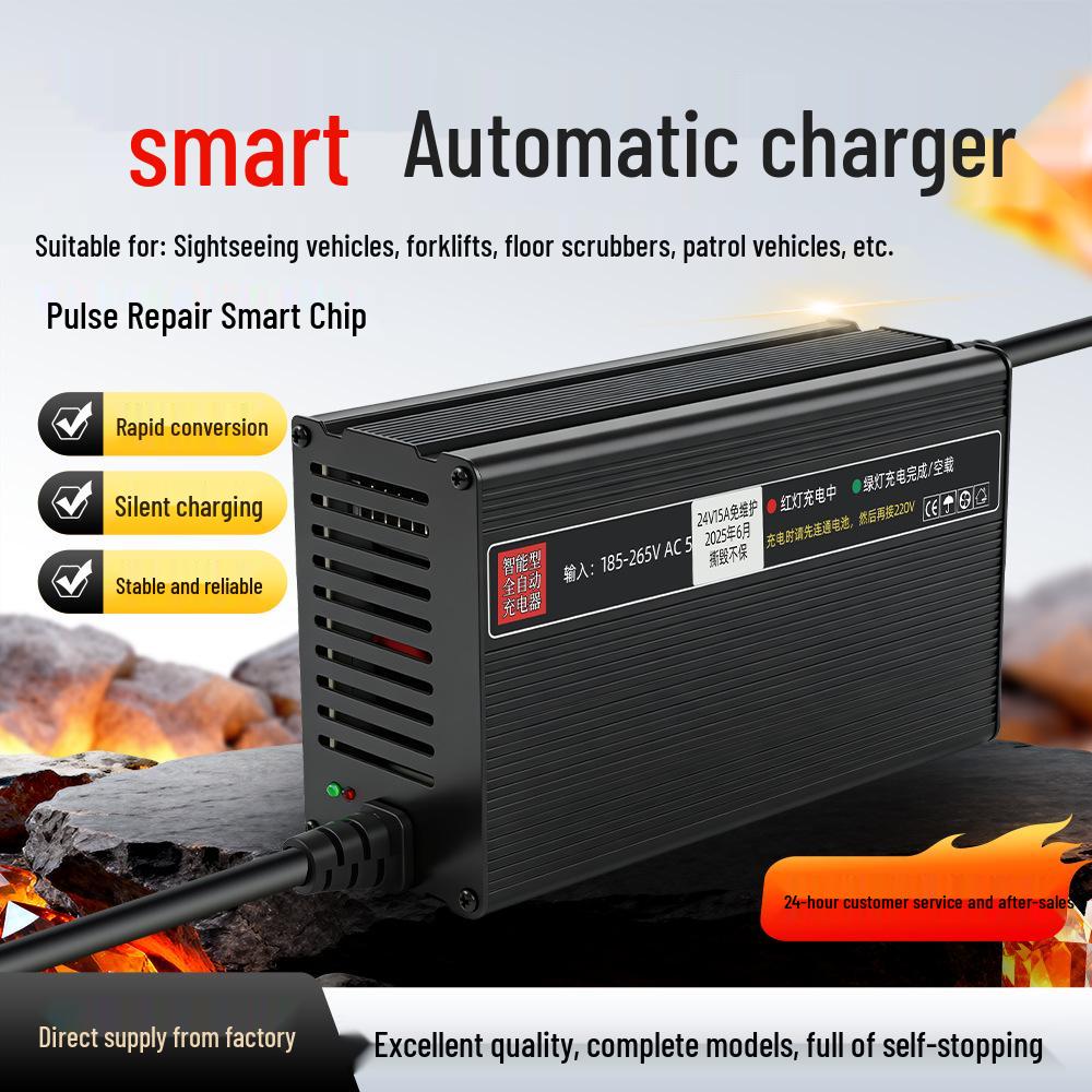 12V 20A Smart Charger for Electric Forklift, Floor Scrubber, and Motorcycle Lead-Acid/Lithium Batteries 12V 10A