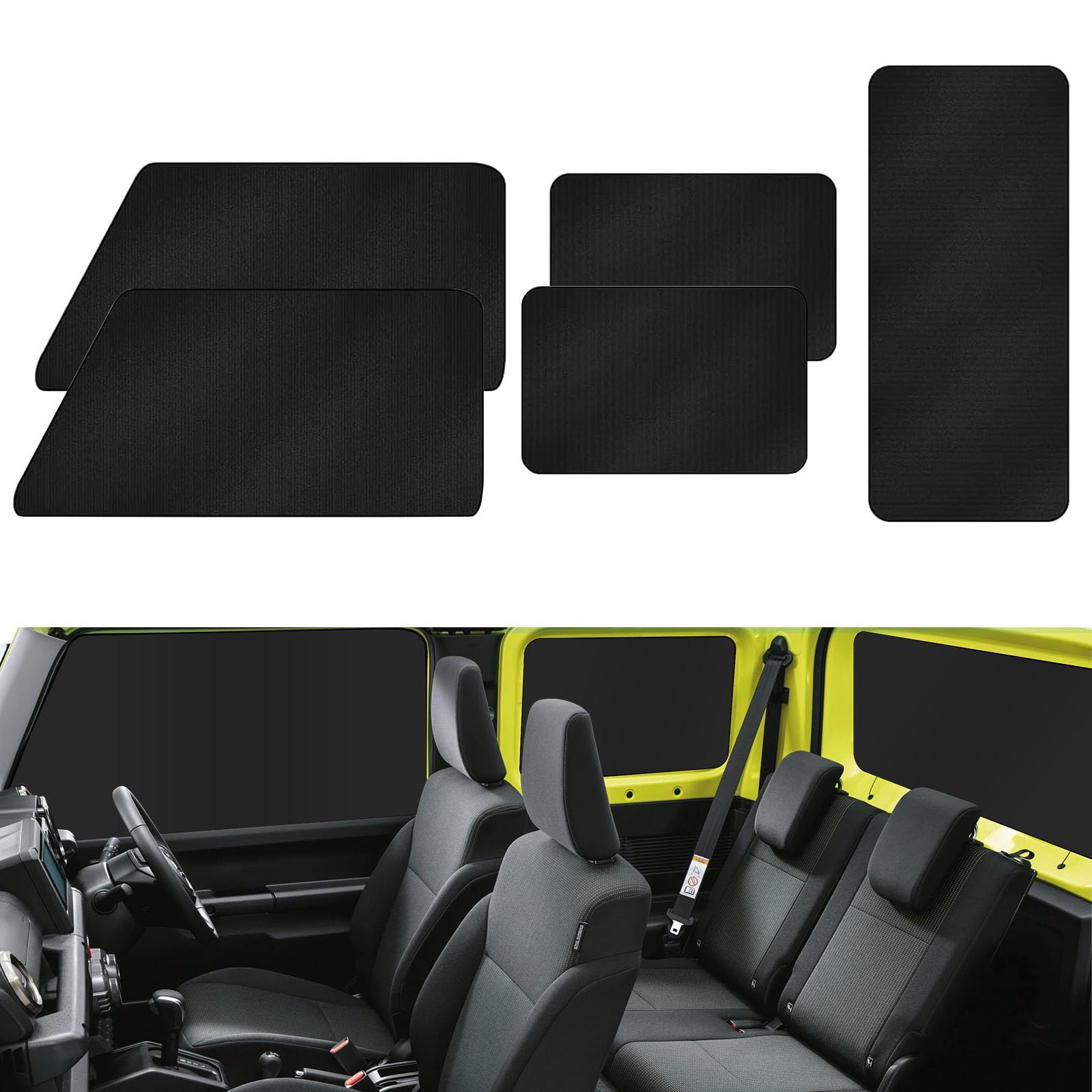 

Set of 5 Suzuki Jimny Sierra Magnetic Suede Car Light Sunshade for and Back Door Curtains for Emergency Changing and Black & JB64/JB74 Curtains, 99.9% чёрный