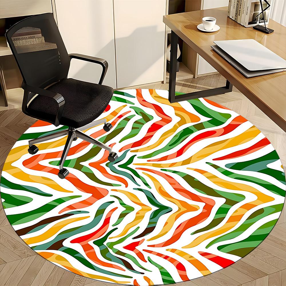 1pc Abstract Pattern Office Round Rug, Non-slip, Soft and Durable Office Rug for Interior Decoration, Perfect for Office, Beautiful Decoration Yy26031
