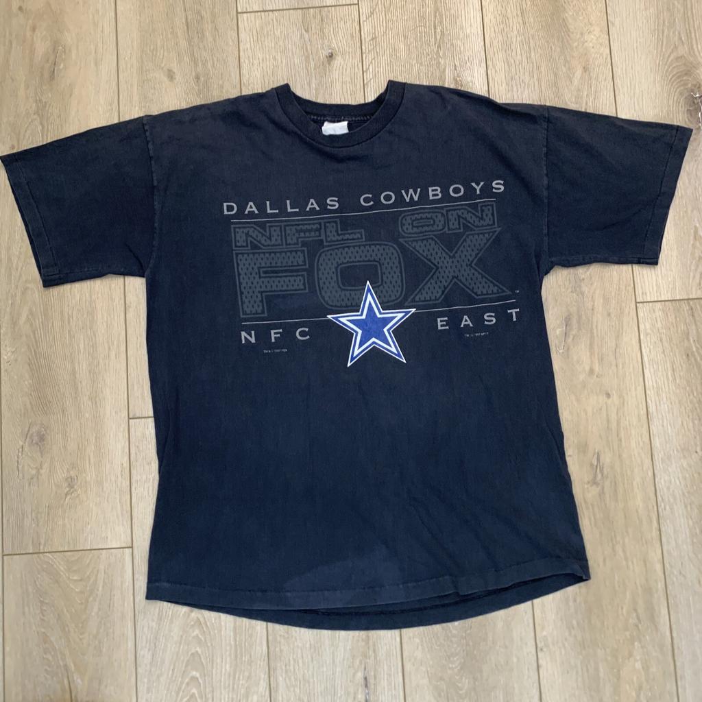 Vintage Single Stitch 1997 NFL On FOX Dallas Cowboys Black XL Shirt NFC EAST
