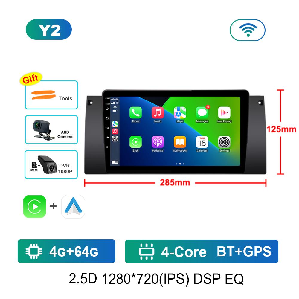 9 Inch Android OS Carplay Car Radio Multimedia Player for BMW E53 X5 2000 - 2007 GPS Navi WiFi IPS Touch Screen DSP Stereo 4G BT