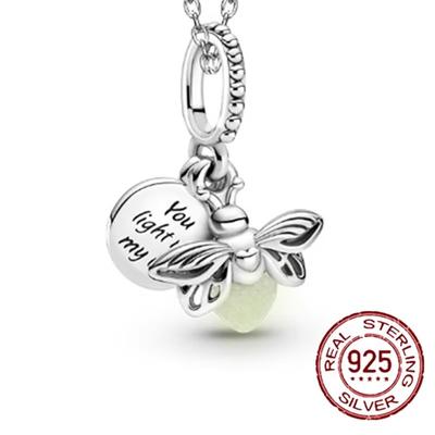 Luminous Firefly Love Gift 925 Silver Charm Beads Fit Original Charms Bracelet Accessories Necklace Silver Jewelry DIY