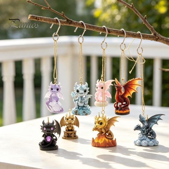 Fantasy Dragon Ornaments Advent Calendar, 2D Christmas Countdown Box with Calendar Acrylic Pendants, Festive Tree Hanging Decor, Holiday Gift Decor