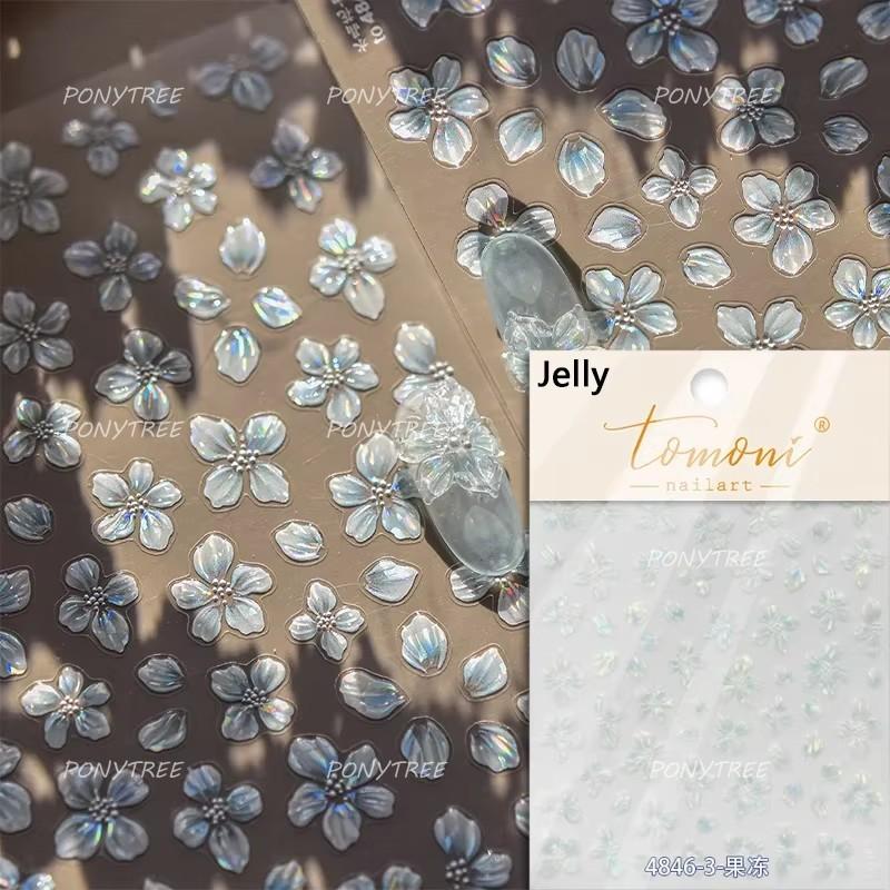 Embossed Flower Pink Butterfly Lucky Peach Blossom Chic Spring Petal 5D Soft Relief Adhesive Nail Art Stickers Manicure Decals