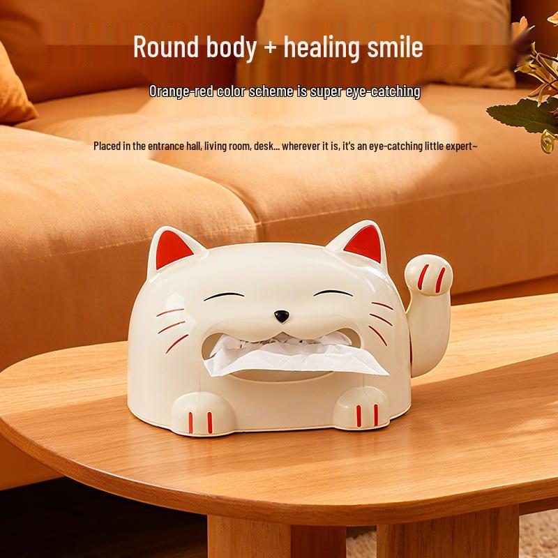 Creative Lucky Cat Tissue Box - Cute Home Decor & Desktop Storage