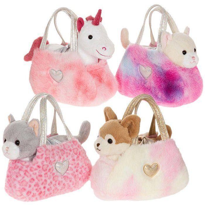 Peluche Licorne girly bag fashionista - GIPSY TOYS - 18 cm - Rose / Blanc