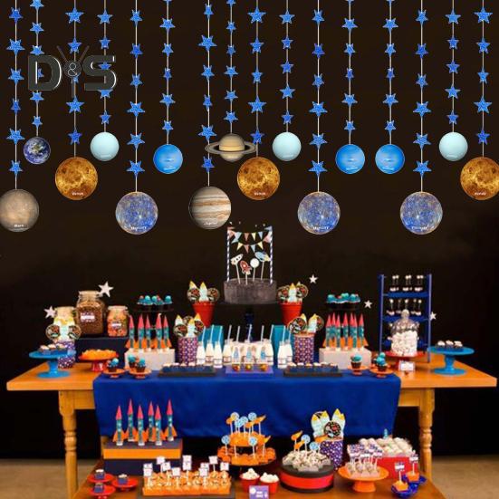 1 Set langlebige Planeten-Hängeflagge mit Glitzersternen, auffälliger Banner-Anhänger mit Sternenhimmel-Motiv, Geburtstagsparty-Dekor