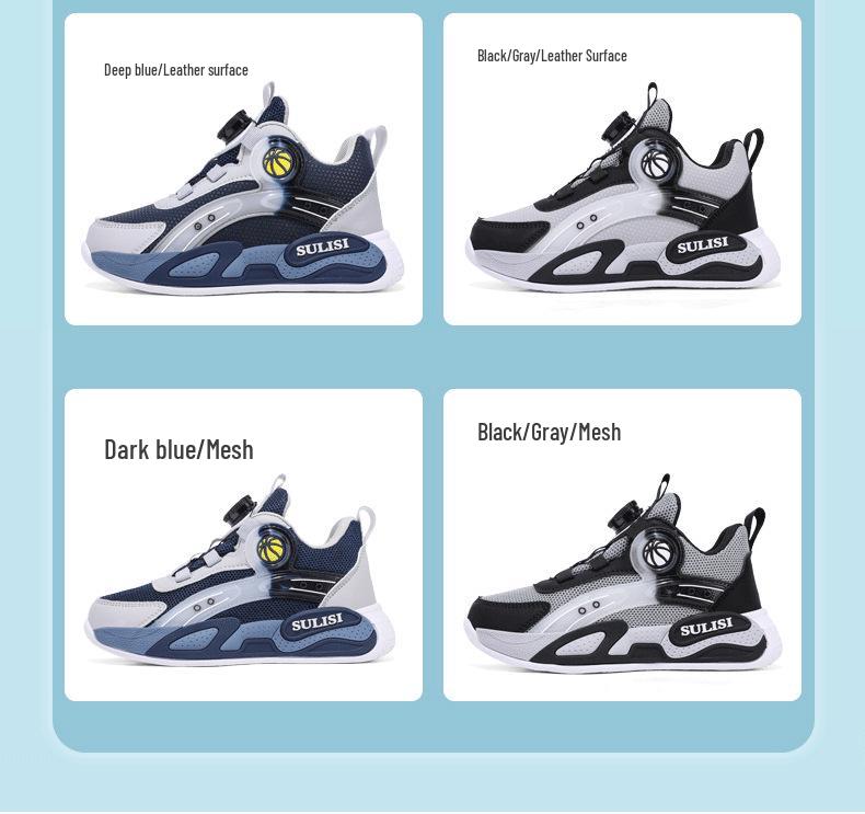 Boys' Winter 2025 Two-Layer Cotton Sports Shoes, Plus Velvet, Lightweight, Non-Slip, Waterproof, for Middle and Big Kids, Running and Basketball