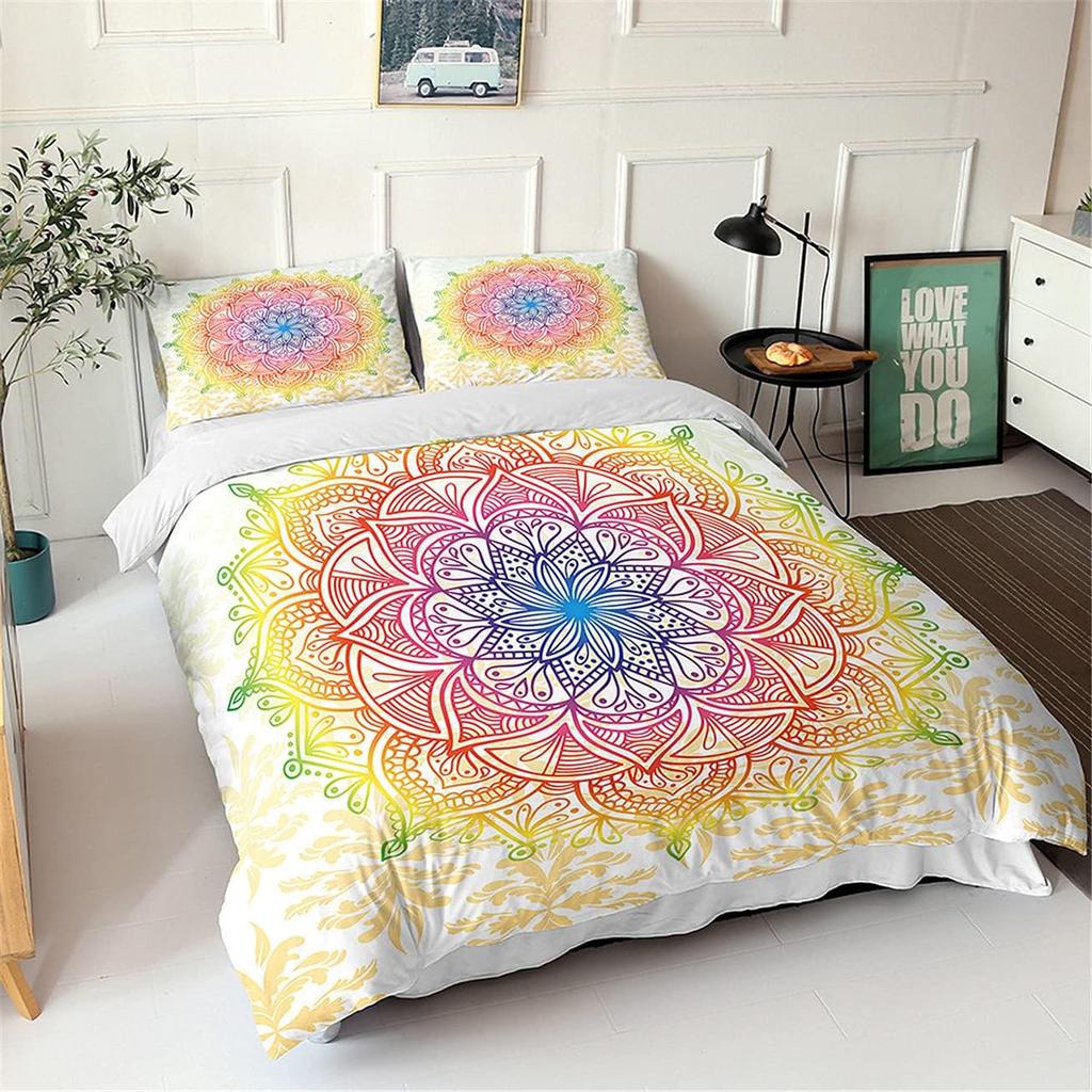 Ethnic Bohemian Bedding Set Man Woman Duvet Cover Mandala Floral Boho Indian Style Soft Polyester Bedroom Decor Quilt Cover Set