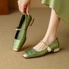 Retro Mary Jane Chinese Shoes Guofeng 2025 Autumn New Shallow Mouth Square Head One-word Single Shoes Versatile Thick Heel Women's Shoes