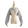 Spring Women's European-American Style Drawstring Hoodie - Solid Color, Versatile Long Sleeve Sweatshirt