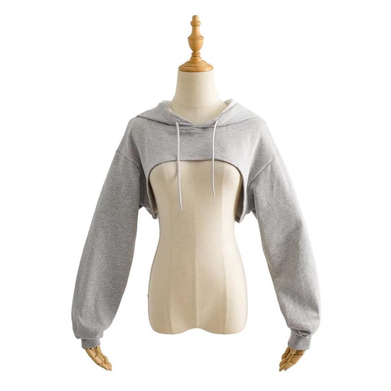Spring Women's European-American Style Drawstring Hoodie - Solid Color, Versatile Long Sleeve Sweatshirt