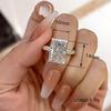 Sterling  CZ Rings for Women Luxury Engagement Wedding Bridal Accessories Temperament Lady Jewelry