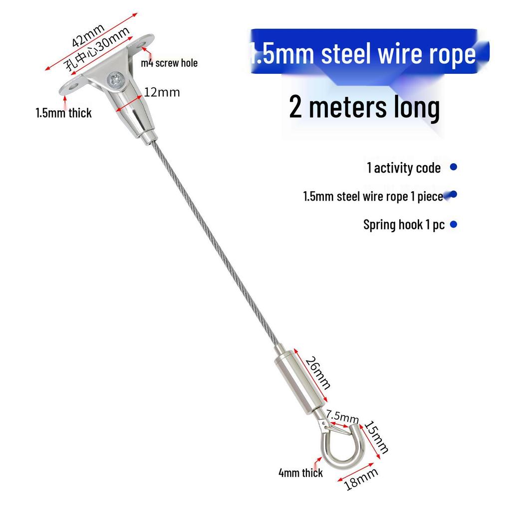 Adjustable Steel Wire Rope Hanging Kit with Chandelier Lock and Buckle