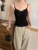 Herbst/Winter Französische Spitze Mit Stäbchen Verstärkte Rückseite Camisole - Warmes, Sexy Girly Basisschicht Top