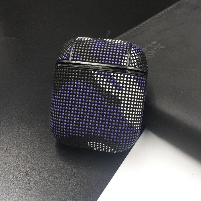 Камуфляжный кожаный защитный чехол для Airpods 1 2 Pro Bluetooth наушники ПК чехол для Airpods Pro защитные чехлы Case For Airpods 1 2 фиолетовый