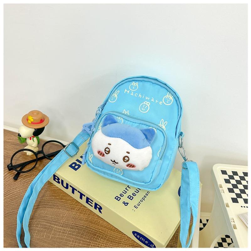 New Cute Cartoon Jiyi Bear Doll Canvas Small Square Bag with Sweet Personality Out of the Street Single Shoulder Crossbody Backpack Female
