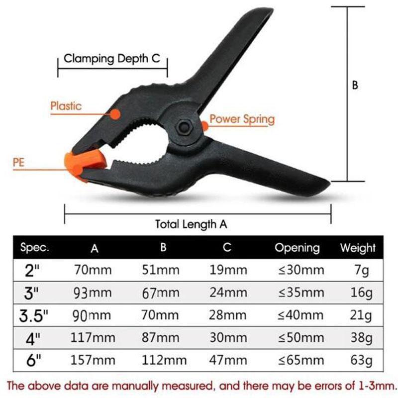 2"/3"/3.5"/4"/6" Hard Plastic Spring Clip Woodworking DIY Model Making Bonding Grip 2'' Toggle Spring Clamp