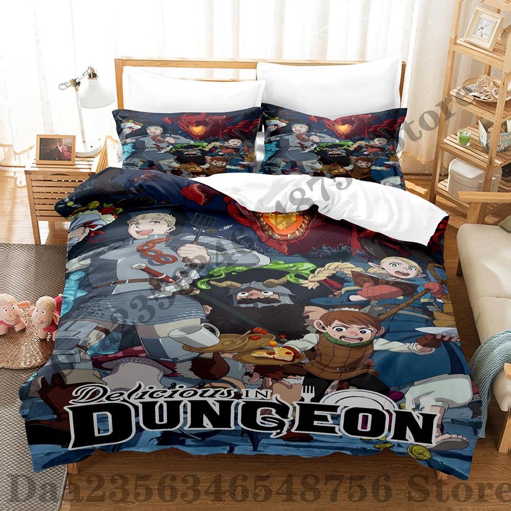 Delicious in Dungeon Bedding Set Single Twin Full Queen King Size Bed Set Adult Kid Bedroom Duvetcover Sets Anime Bed Sheet Set