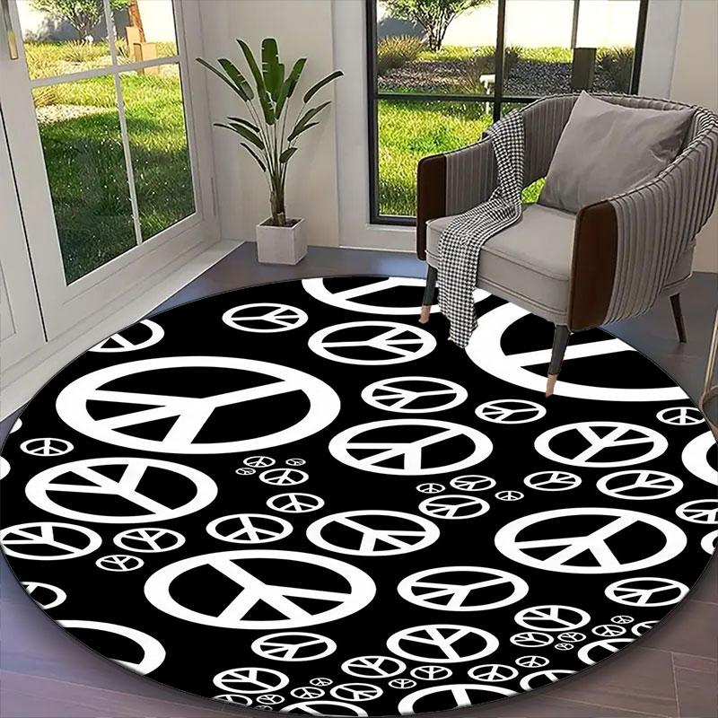 1pc Office Carpet, Peace Chair Rug, Living Room Printed Round Rug, Home Chair Floor Mat