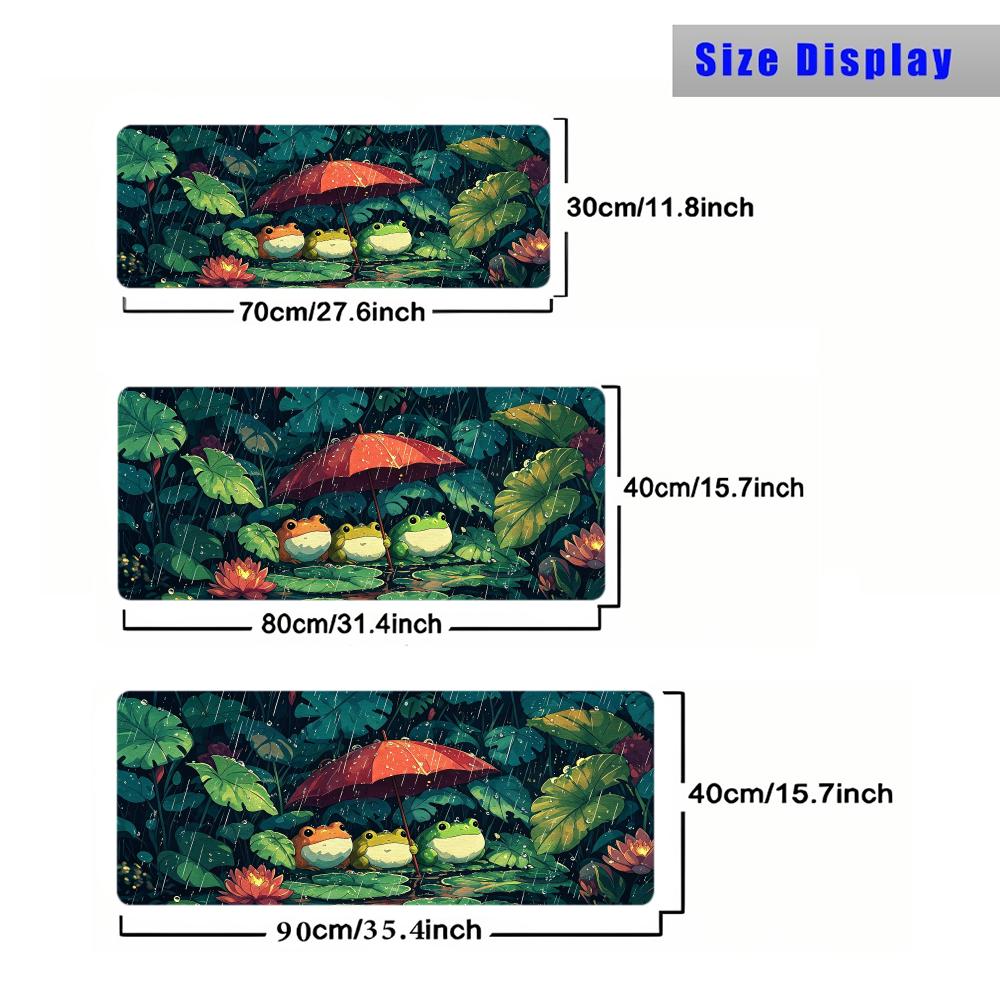 Lotus Leaf Cute Rain Frog Gaming Mouse Pad Playmat 24"X14" MTG TCG Office Desk Mat for Work Game PC Laptop Rug Carpet MousePad