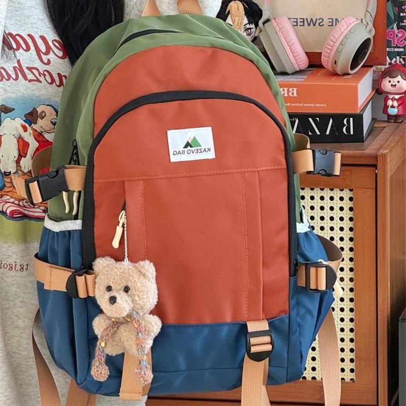 New contrasting color casual backpack large capacity personalized campus style junior high school student backpack