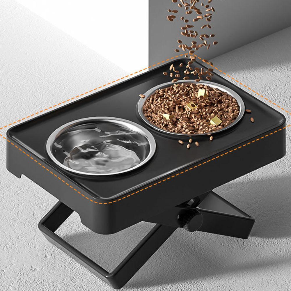 Adjustable Height Neck Protection Dog Bowl Spill-proof Stainless Steel Dog Feeding Bowl Stable Double Bowl Design Pet Feeder