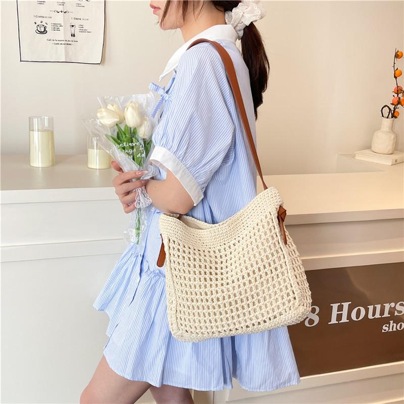 2025 New Ladies Large Capacity Summer Straw Bag, Fashion Simple Trend Ladies Beach Bag, Travel Daily Shoulder Bag