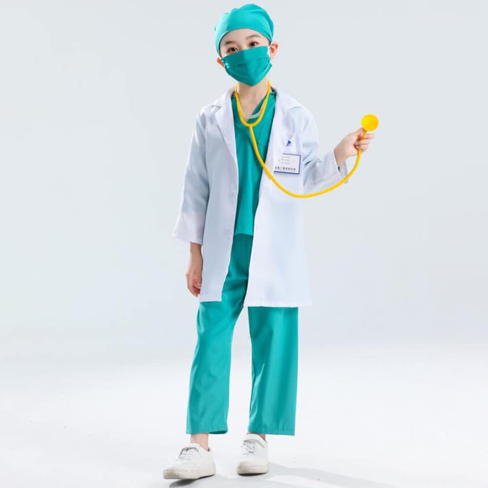 Cosplay Doctor White Surgery Costume Costume School Entrance School Cultural Stage Performance Costume [Lhyxuuk] Children's Costume, Coat, Set,