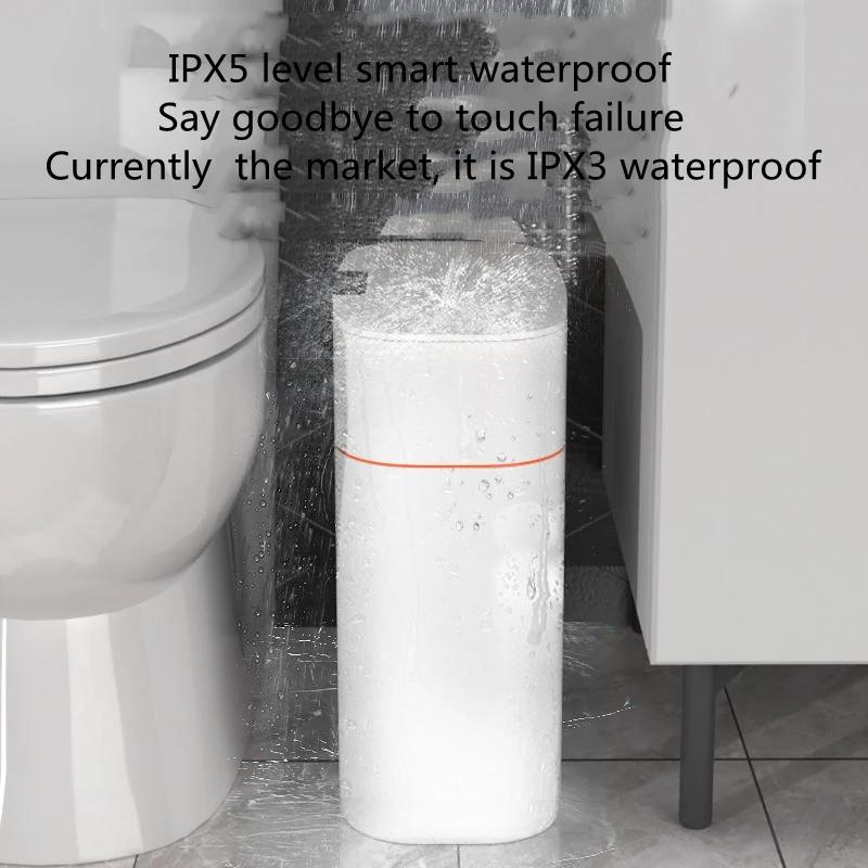 Smart Trash Can Household Bedroom Smart Sensor Touchless Trash Can with Lid Bathroom Deodorant IPX 5 Waterproof Bedroom Living Room Cracked Trash Can