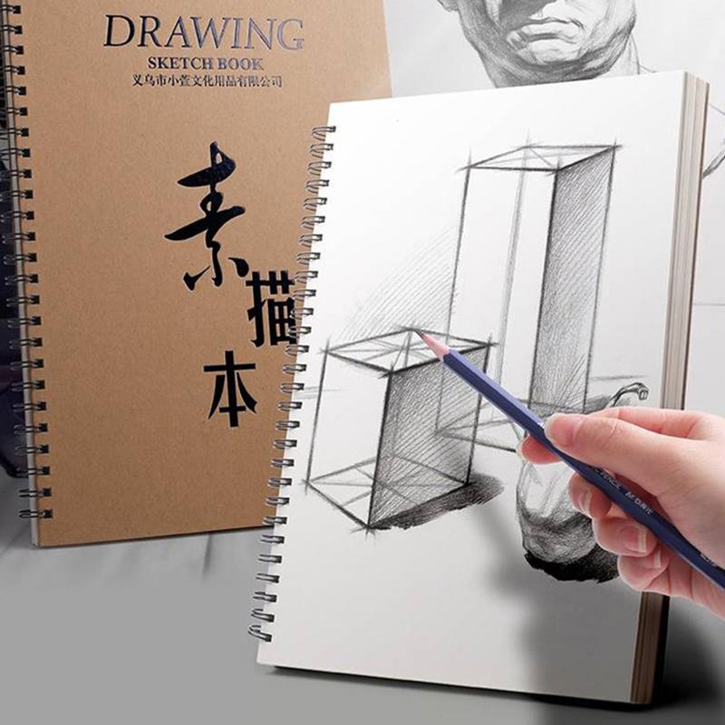 8K/16K Sketchbook Thick Paper Brown Spiral Notebook Professional Artist Graffiti Painting Book Art School Stationery